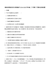 湖南省娄底市部分普通高中2024-2025学年高二下学期期末考试生物试卷（有答案）含答案解析