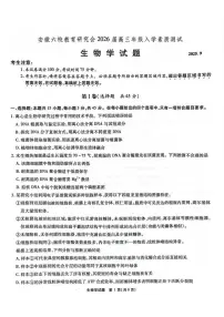 安徽省六校教育研究会2026届高三入学素质测试生物试卷（含答案）