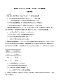 2026安徽省高二上学期9月秋季检测试题生物含答案