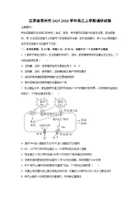 江苏省苏州市2025-2026学年高三上学期调研生物试卷（学生版）