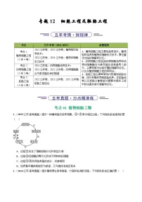 备战2026年高考近五年(2021-2025)高考生物真题分类汇编(江苏专用)专题12细胞工程及胚胎工程(学生版+解析)