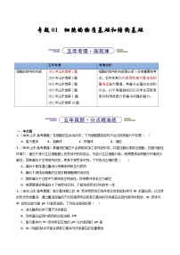 备战2026年高考近五年(2021-2025)高考生物真题分类汇编(山东专用)专题01细胞的物质基础和结构基础(原卷版+解析版)