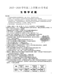 河北省保定市八校联考2025-2026学年高二上学期10月月考生物试题含答案含答案解析