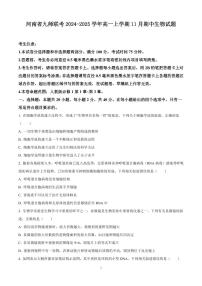河南省九师联考2024-2025学年高一上学期11月期中生物试题含答案