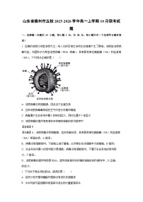 【生物】山东省德州市五校2025-2026学年高一上学期10月联考试题（学生版+解析版）