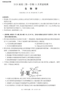 安徽省华师联盟2026届高三第一学期11月质量检测-生物试题（含答案）