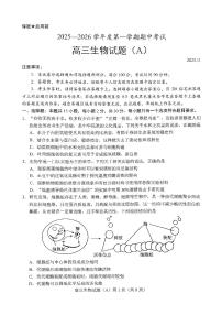 山东省菏泽市A类高中2026届高三上学期11月期中考生物试卷+答案