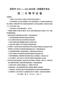 河南省洛阳市2025-2026学年高二上学期11月期中考试生物试卷