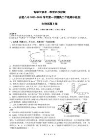 安徽省智学大联考皖中名校联盟（合肥市第八中学）2025-2026学年高二上学期11月期中检测生物试题B