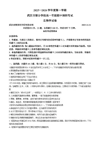 湖北省武汉市部分学校2025-2026学年高一上学期11月期中考试生物试题（Word版附答案）