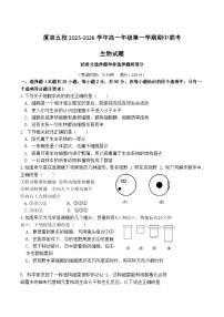 福建省厦泉五校2025-2026学年高一上学期期中联考生物试题（Word版附答案）