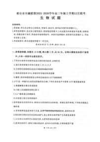 2025-2026邢台市卓越联盟高三上学期12月生物试题及答案