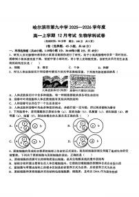 2025年哈九中高一上学期12月月考生物试卷和答案
