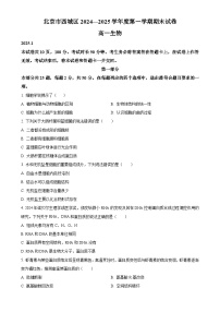 北京市西城区高一上学期期末考试生物试题（原卷版）-A4