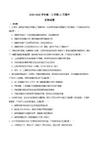 湖北省黄冈市部分高中2025-2026学年高一上学期期中考试生物试题(Word版附答案)