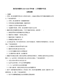 陕西省安康市2025-2026学年高一上学期期中联考生物试题（Word版附答案）