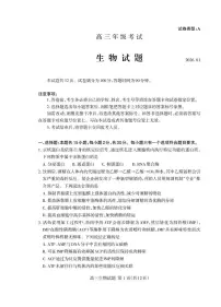 2026届山东省泰安市高三上学期1月期末考试生物试题A