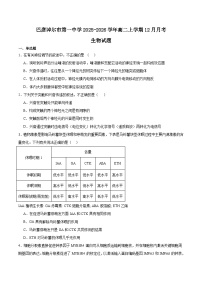 内蒙古巴彦淖尔市第一中学2025-2026学年高二上学期12月月考生物试卷（Word版附答案）