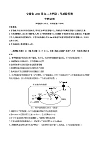 安徽省2026届高三上学期1月质量检测生物试卷（含解析）
