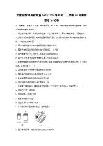 2025-2026学年安徽省皖江名校联盟高一上学期11月期中联考B生物试卷（学生版）