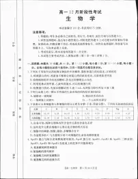 广西部分学校2024-2025学年高一上学期12月阶段性考试生物试题（无答案）