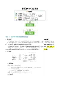 光合作用（4大考点+6个易错点）-高考生物一轮复习知识清单