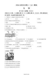 2026北京大兴高一（上）期末生物试卷   有答案