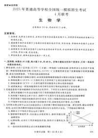 2025届河南省金科新未来联考高三下学期4月模拟预测生物试卷（含答案）