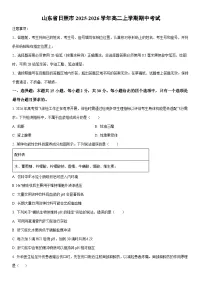 2025-2026学年山东省日照市高二上学期期中考试生物试卷（学生版）