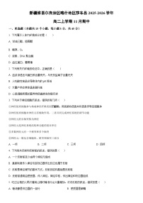 2025-2026学年新疆维吾尔自治区喀什地区莎车县高二上学期11月期中生物试卷（学生版）