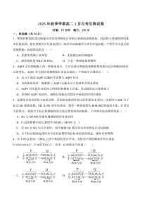2025-2026学年湖南省娄底市第一中学高二上学期1月月考生物（含答案）试卷