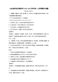 【生物】山东省枣庄市滕州市2025-2026学年高一上学期期中试题（学生版+解析版）