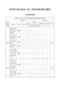 四川省2025届高三下学期第二次教学质量联合测评生物试卷（含答案）