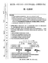 广东湛江第一中学2025-2026学年度第一学期期考试高一生物学（期末）