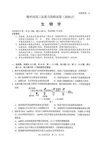 广东省梅州市2026届下学期高三一模总复习质检 生物试题+答案