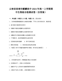 云南省曲靖市麒麟高中2024年高一上学期期中生物综合检测试卷（含答案）