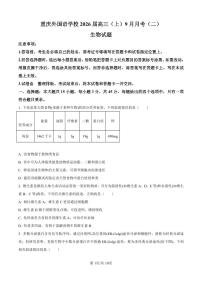 重庆实验外国语学校2025-2026学年高三上学期9月月考 生物试卷（含答案）