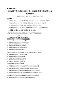 2026届广东省惠州市高三第一次调研考试生物试题（含答案解析）
