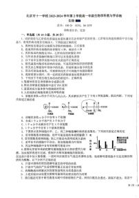 北京市海淀区十一学校2023-2024学年高一上学期期末考试生物试题（有答案）