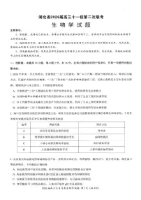 湖北省2026届高三下学期十一校高考模拟第二次联考生物试卷（无答案）