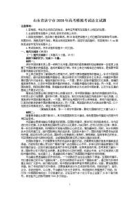 山东省济宁市2020届高三高考模拟考试（6月二模）语文试题含答案