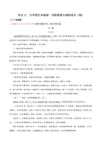考点12 文学类文本阅读—分析鉴赏小说的语言（分层练习）-2022年高考语文一轮复习讲练测