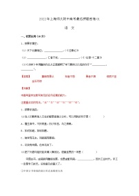 2022届上海师大附中高考语文最后冲刺押题密卷01含解析