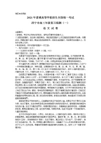 2021西宁高三下学期复习检测一（一模）语文试题含答案