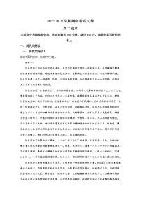 湖南省邵阳市武冈市2022-2023学年高二语文上学期期中试卷(Word版附解析)