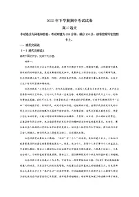 湖南省邵阳市武冈市2022-2023学年高二语文上学期期中试卷（Word版附解析）