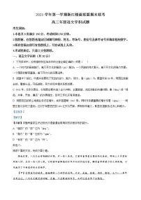 2021-2022学年浙江省精诚联盟高三上学期期末联考试题 语文(解析版)