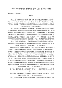 2022-2023学年北京市通州区高一（上）期末语文试卷（含答案解析）