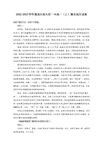 2022-2023学年黑龙江省大庆一中高一（上）期末语文试卷（含答案解析）