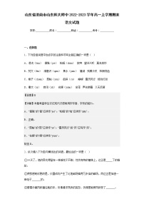 2022-2023学年山东省济南市山东师大附中高一上学期期末语文试题含解析